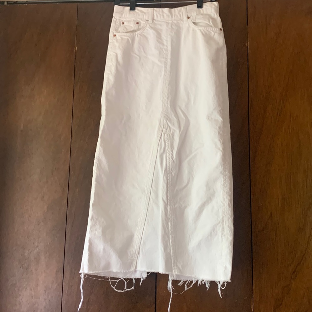 White Denim Maxi Skirt